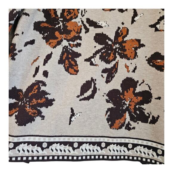 Rachel Zoe Floral Brown Beige Womens XL Open Front Cardigan Hooded Stretch - Picture 6 of 9